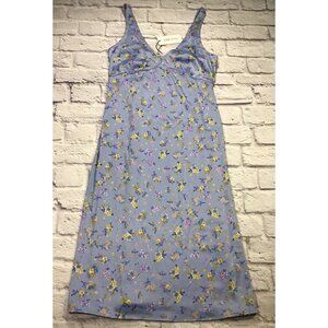 Hippie Rose Womens Blue Floral Print Calf Casual Midi Dress Juniors Medium